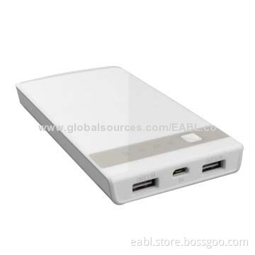 Mobile Phone Power Supply, High-capacity of 10,000mAh, Dual-output, Black and White Colors